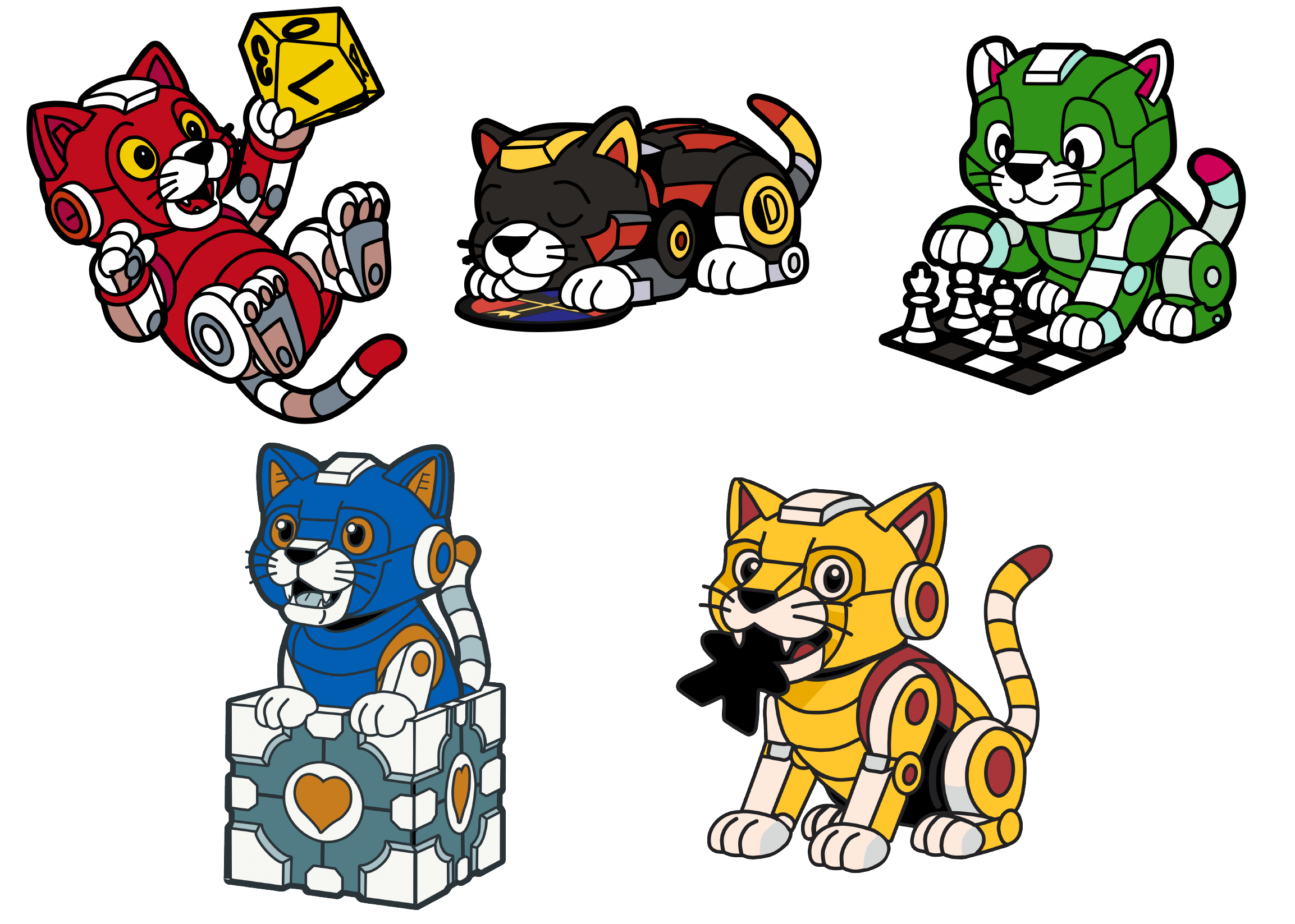 The five Lionet pin characters